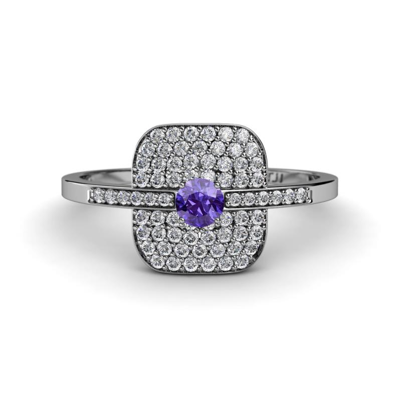 Faye Prima Round Iolite and Diamond Engagement Ring 