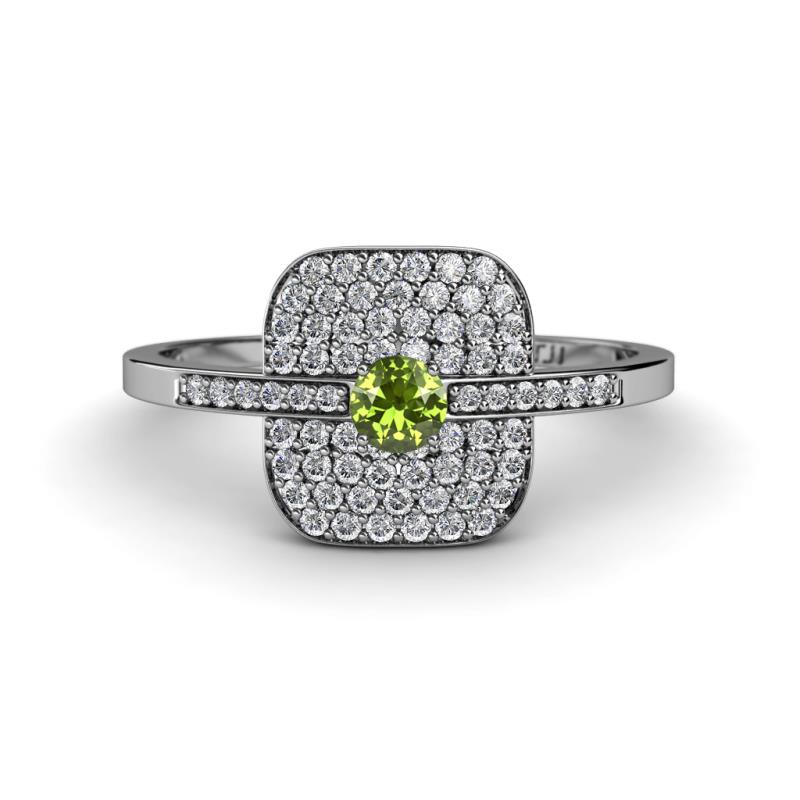 Faye Prima Round Peridot and Diamond Engagement Ring 