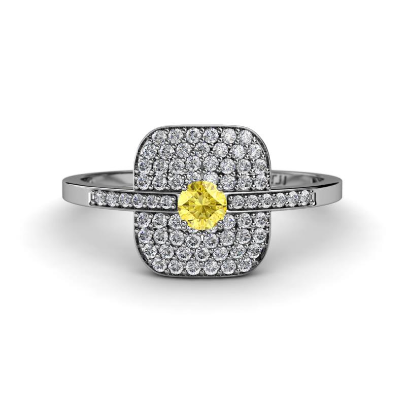Faye Prima Round Yellow Sapphire and Diamond Engagement Ring 