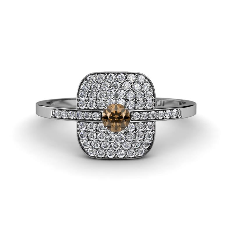Faye Prima Round Smoky Quartz and Diamond Engagement Ring 