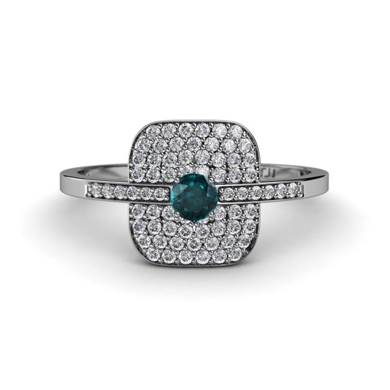 Faye Prima Round London Blue Topaz and Diamond Engagement Ring 
