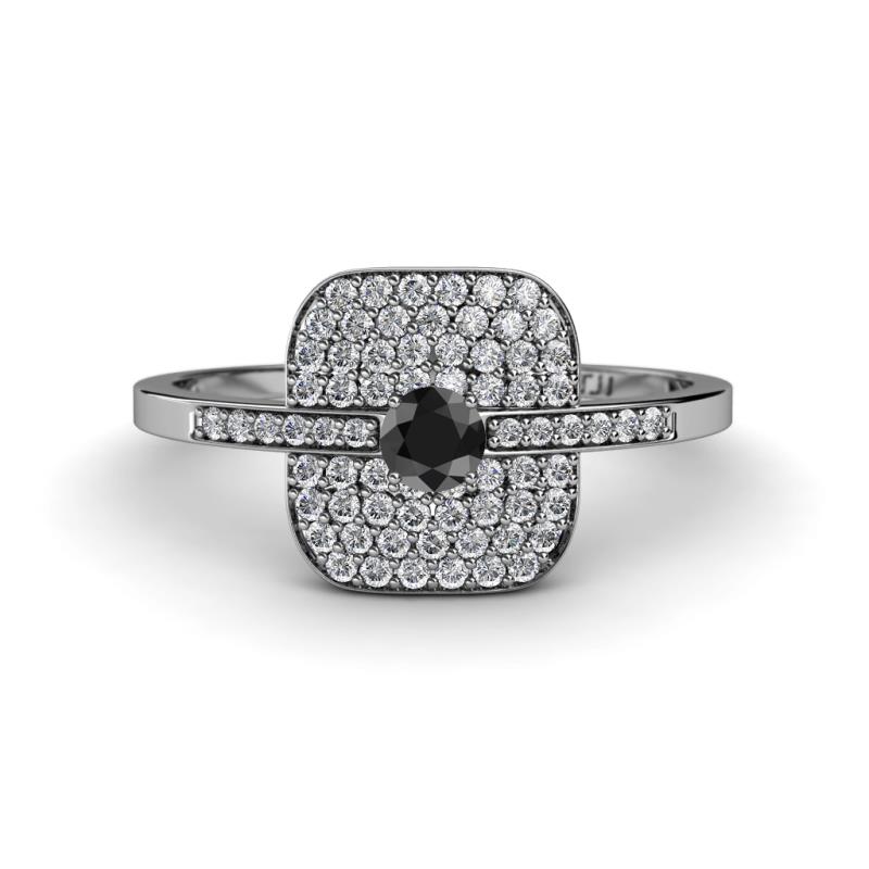 Faye Prima Round Black Diamond and White Diamond Engagement Ring 