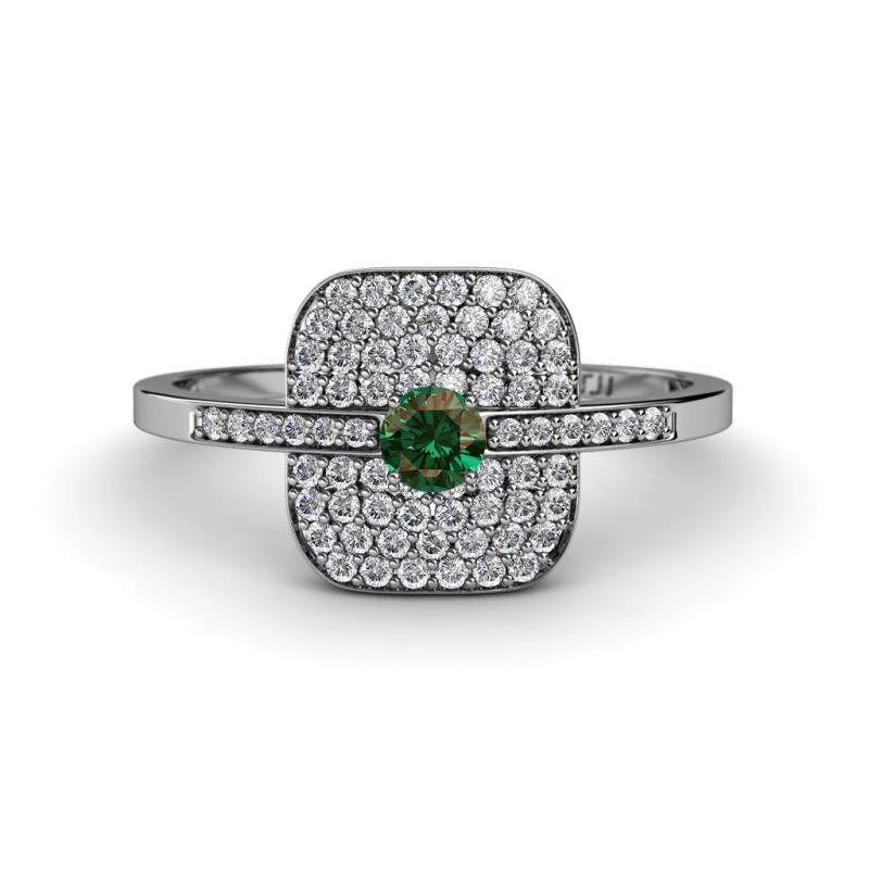Faye Prima Round Created Alexandrite and Diamond Engagement Ring 