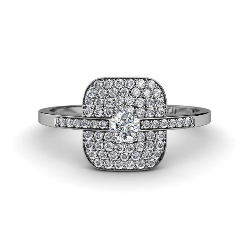 Faye Prima Round Forever Brilliant Moissanite and Diamond Engagement Ring 