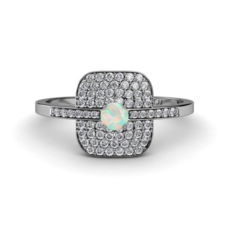 Faye Prima Round Opal and Diamond Engagement Ring 