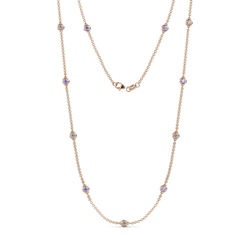 Asta (11 Stn/3.4mm) Tanzanite and Lab Grown Diamond on Cable Necklace 
