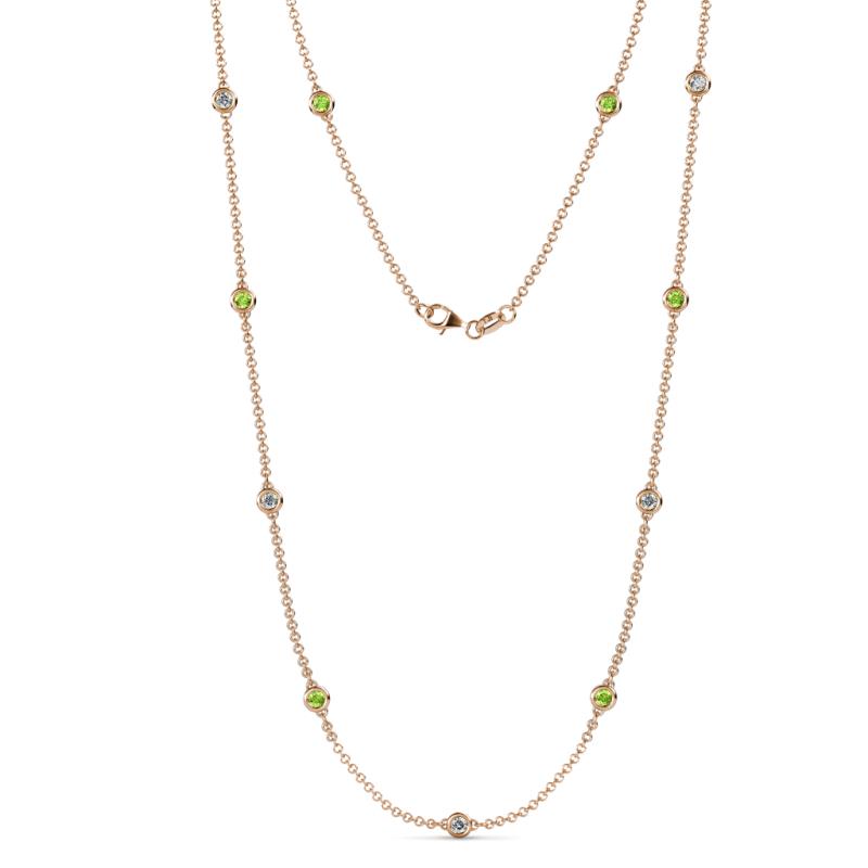Asta (11 Stn/3.4mm) Peridot and Lab Grown Diamond on Cable Necklace 