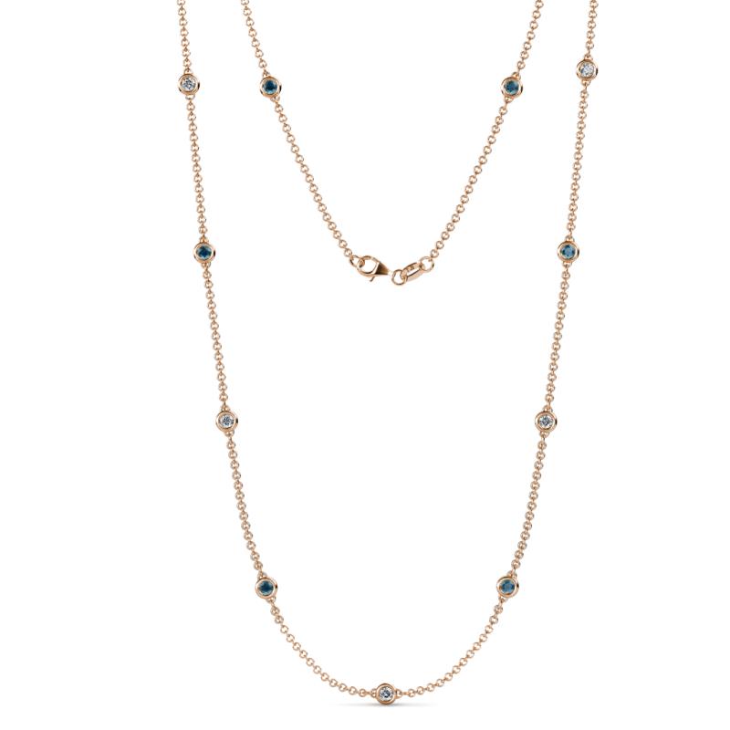 Asta (11 Stn/3.4mm) London Blue Topaz and Lab Grown Diamond on Cable Necklace 