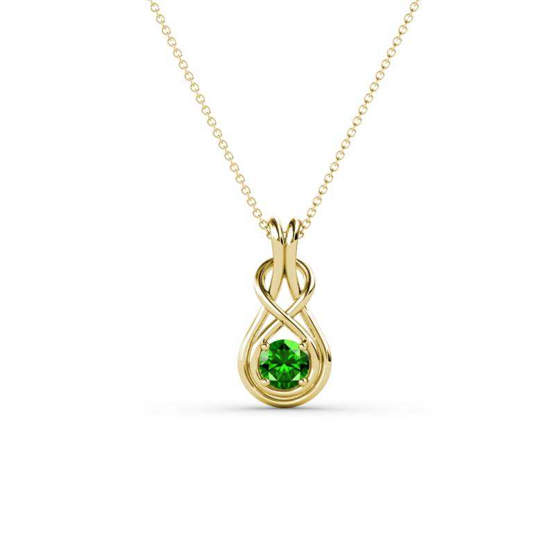 Amanda 3.00 mm Round Green Garnet Solitaire Infinity Love Knot Pendant Necklace 