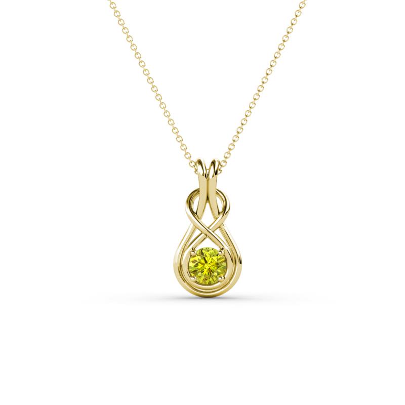 Amanda 3.00 mm Round Yellow Diamond Solitaire Infinity Love Knot Pendant Necklace 