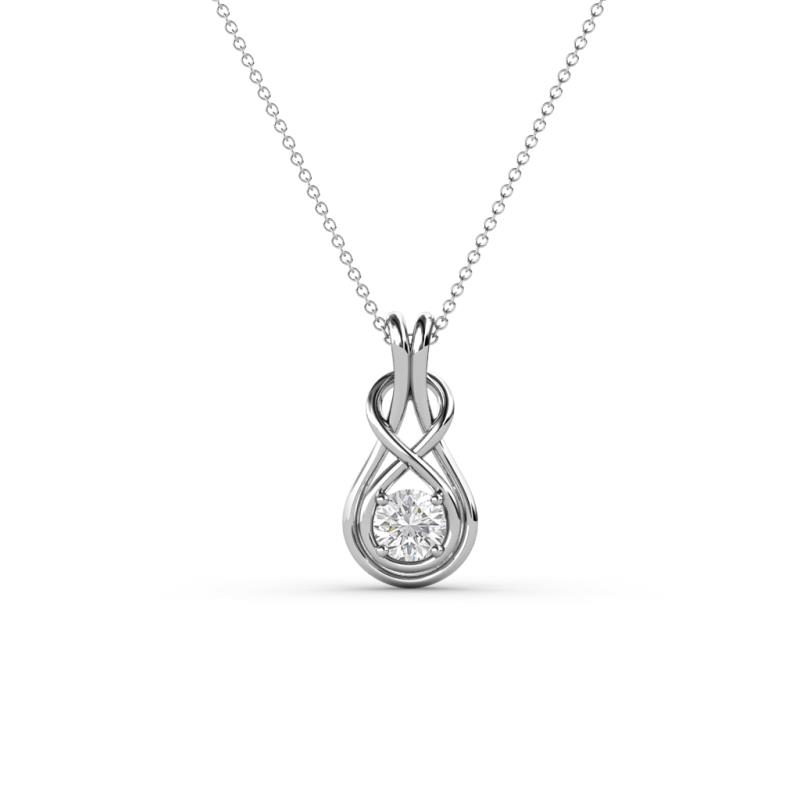 Amanda 3.00 mm Round White Sapphire Solitaire Infinity Love Knot Pendant Necklace 