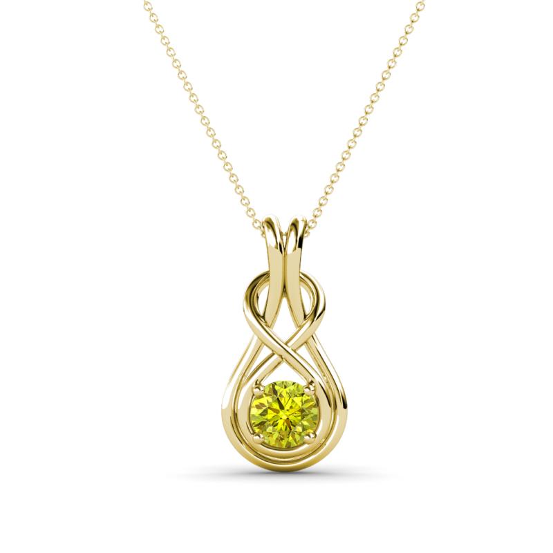 Amanda 4.00 mm Round Yellow Diamond Solitaire Infinity Love Knot Pendant Necklace 