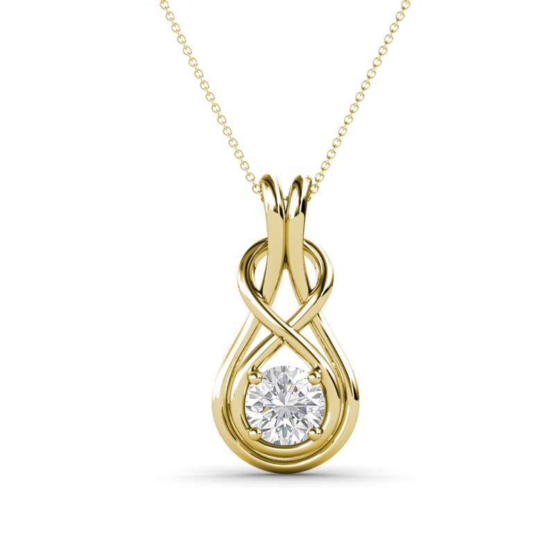 Amanda 5.00 mm Round White Sapphire Solitaire Infinity Love Knot Pendant Necklace 