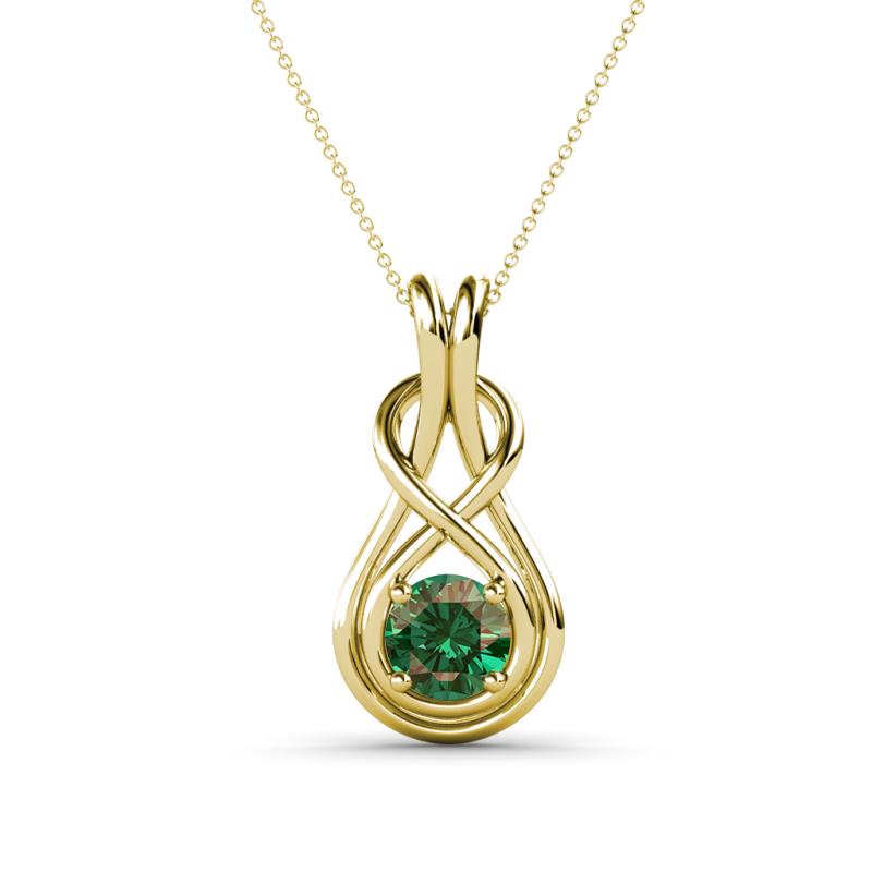 Amanda 5.00 mm Round Lab Created Alexandrite Solitaire Infinity Love Knot Pendant Necklace 