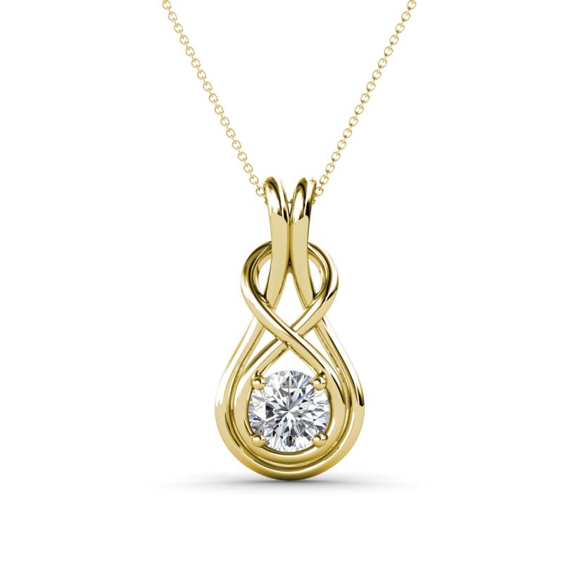 Amanda 5.00 mm Round Forever Brilliant Moissanite Solitaire Infinity Love Knot Pendant Necklace 