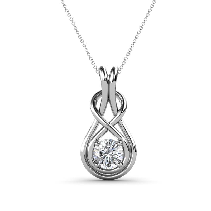 Amanda 5.00 mm Round Lab Grown Diamond Solitaire Infinity Love Knot Pendant Necklace 