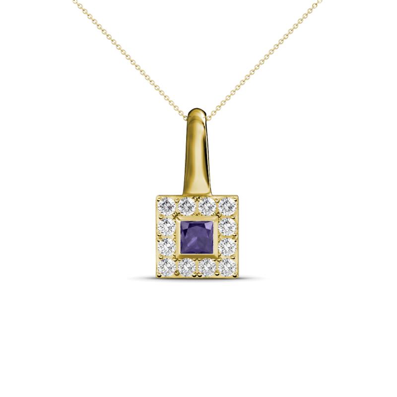 Angela Iolite and Diamond Pendant 
