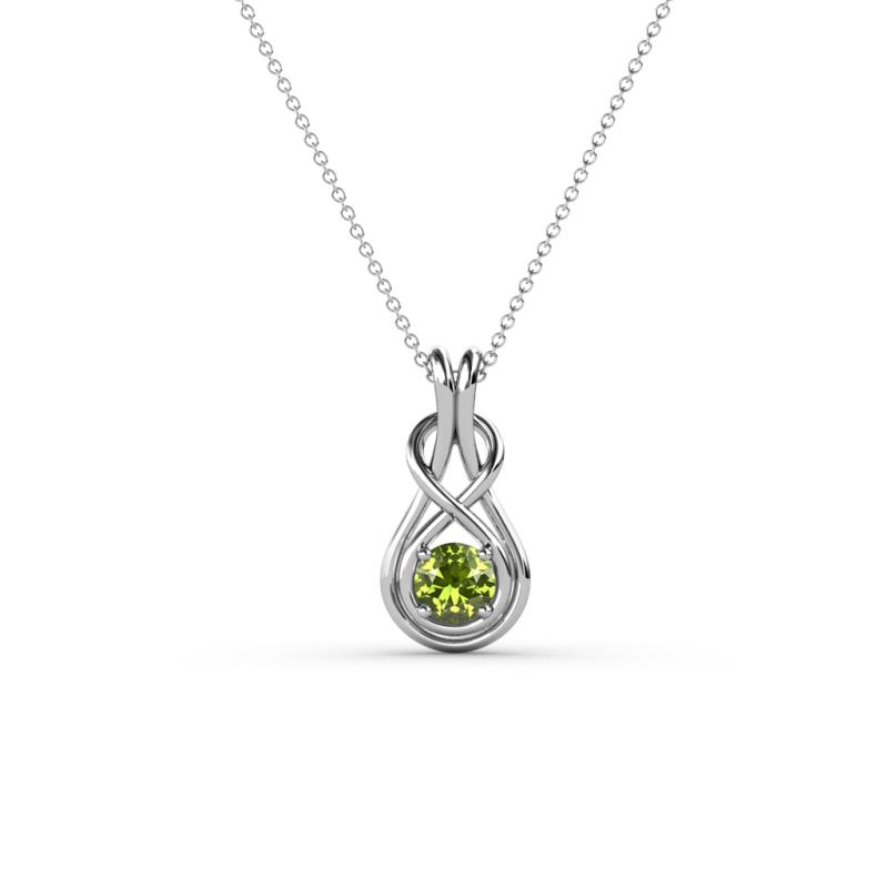 Amanda 3.00 mm Round Peridot Solitaire Infinity Love Knot Pendant Necklace 