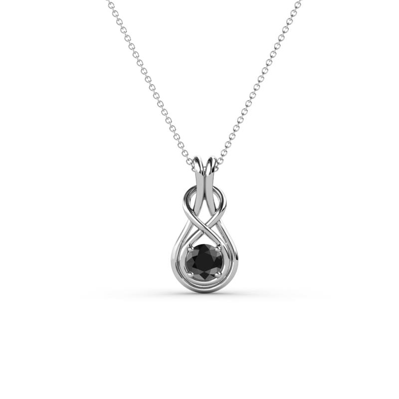 Amanda 3.00 mm Round Black Diamond Solitaire Infinity Love Knot Pendant Necklace 
