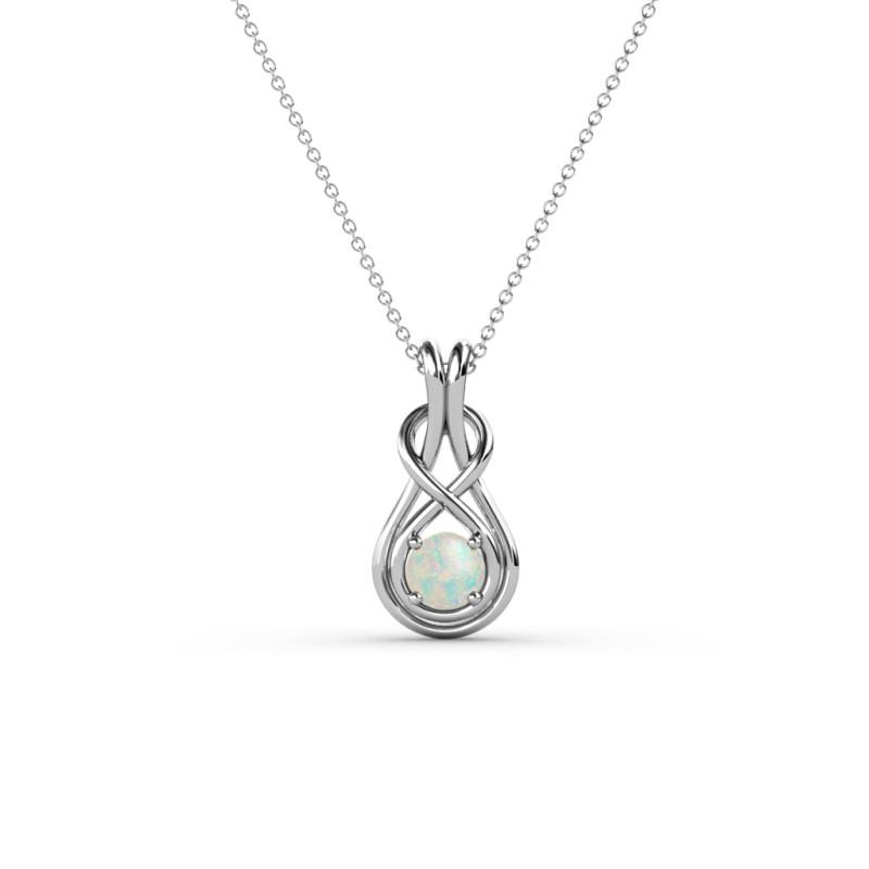 Amanda 3.00 mm Round Opal Solitaire Infinity Love Knot Pendant Necklace 