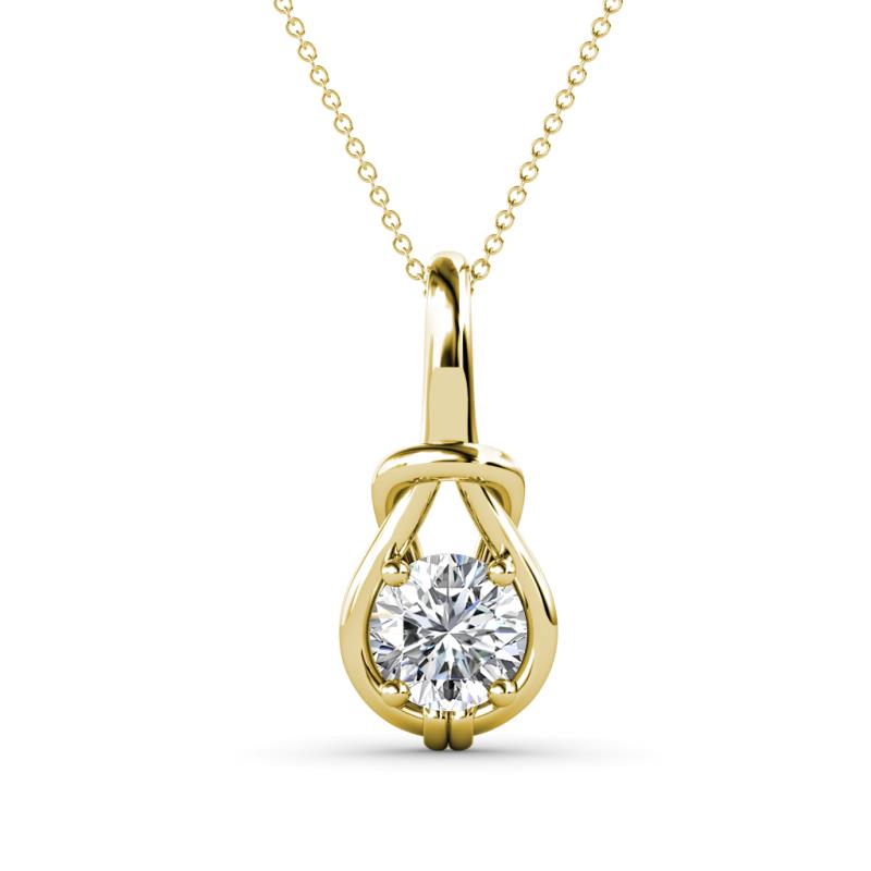 Caron 6.50 mm Round Forever Brilliant Moissanite Solitaire Love Knot Pendant Necklace 