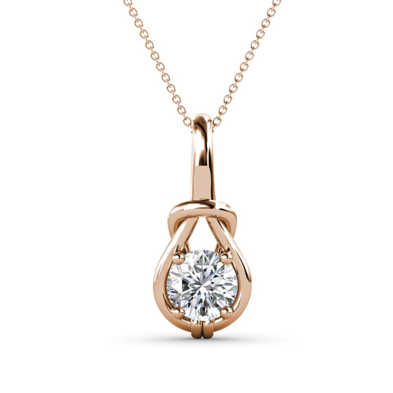 Caron 6.50 mm Round Forever Brilliant Moissanite Solitaire Love Knot Pendant Necklace 