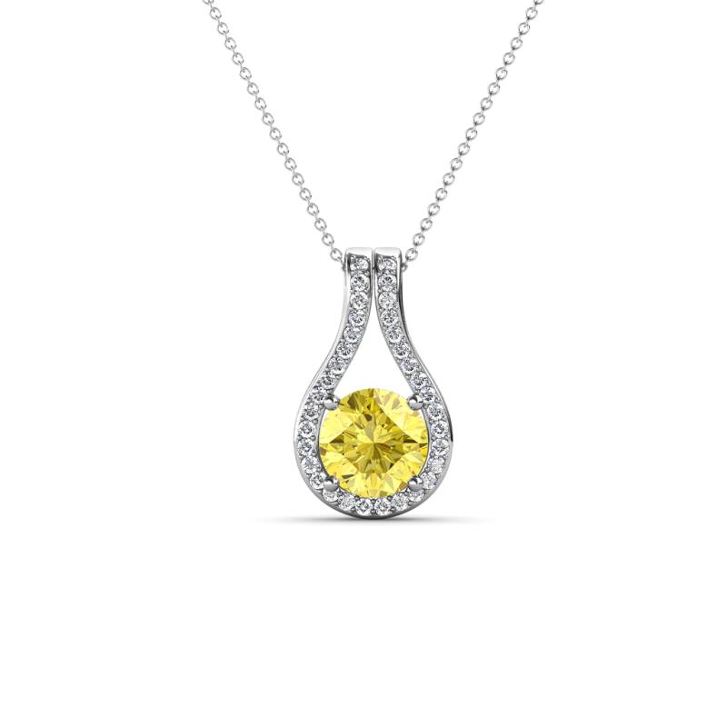Lauren 5.00 mm Round Yellow Sapphire and Diamond Accent Teardrop Pendant Necklace 