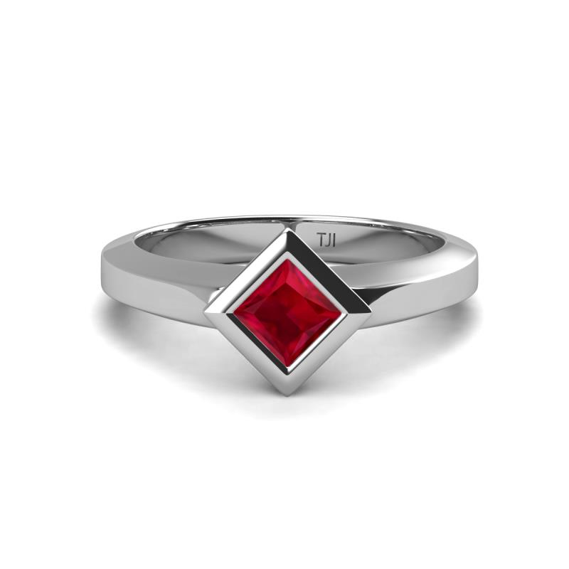 Emilia 6.00 mm Princess Cut Lab Created Ruby Solitaire Engagement Ring 