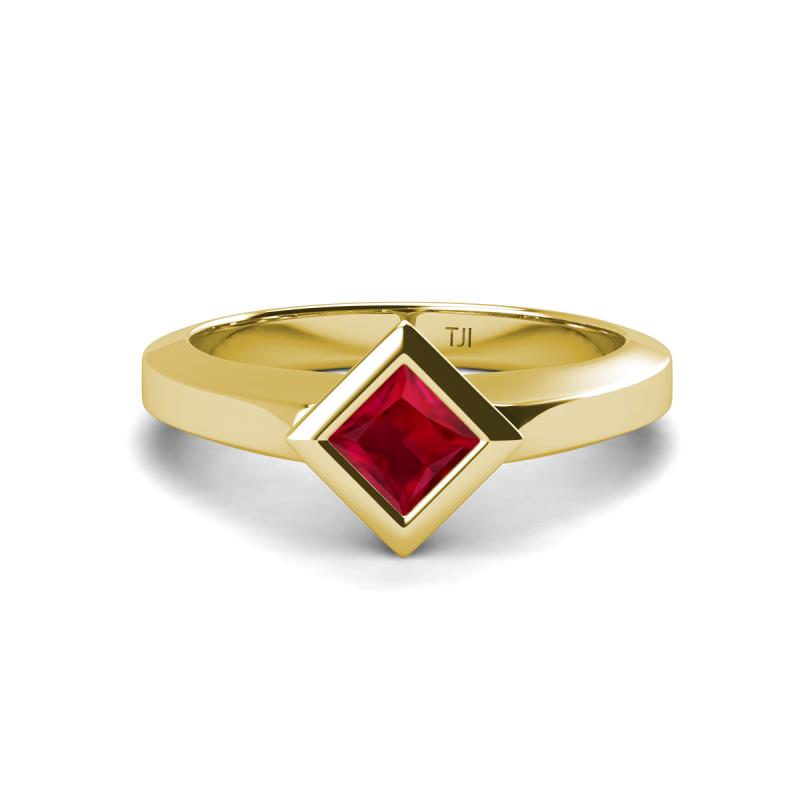 Emilia 6.00 mm Princess Cut Lab Created Ruby Solitaire Engagement Ring 