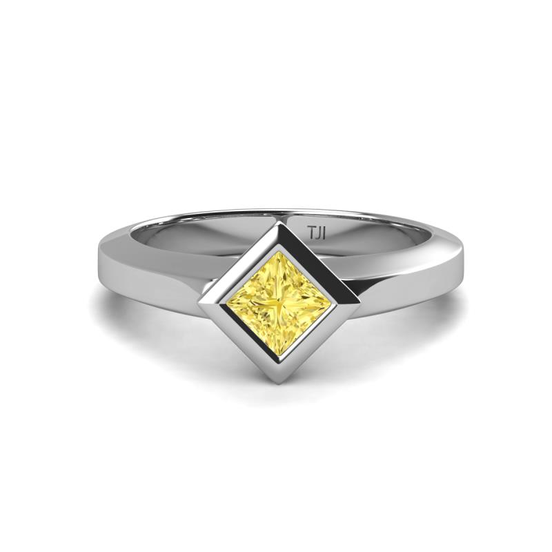 Emilia 6.00 mm Princess Cut Lab Created Yellow Sapphire Solitaire Engagement Ring 