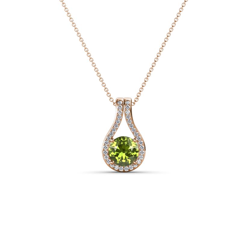 Lauren 4.00 mm Round Peridot and Diamond Accent Teardrop Pendant Necklace 