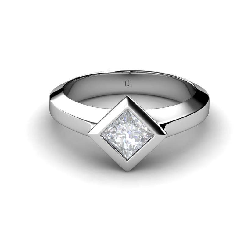 18ct White Gold Princess Cut Twist Engagement Ring - PRS0054 - Steven Stone