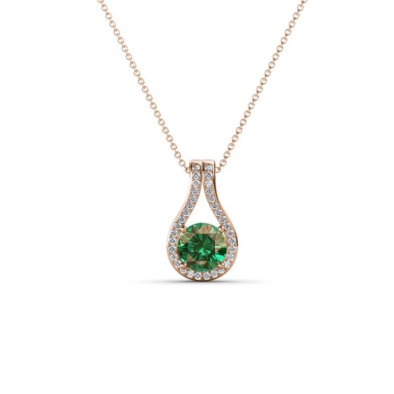 Lauren 4.00 mm Round Lab Created Alexandrite and Diamond Accent Teardrop Pendant Necklace 