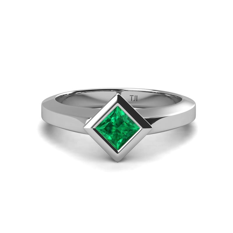 Emilia 6.00 mm Princess Cut Lab Created Emerald Solitaire Engagement Ring 