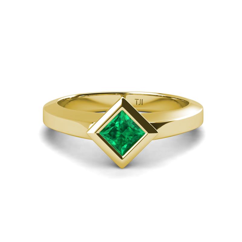 Emilia 6.00 mm Princess Cut Lab Created Emerald Solitaire Engagement Ring 