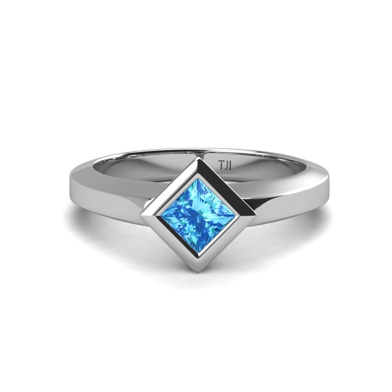 Emilia 6.00 mm Princess Cut Blue Topaz Solitaire Engagement Ring 