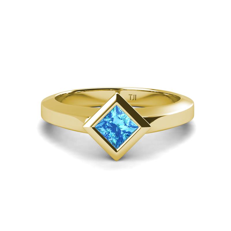 Emilia 6.00 mm Princess Cut Blue Topaz Solitaire Engagement Ring 