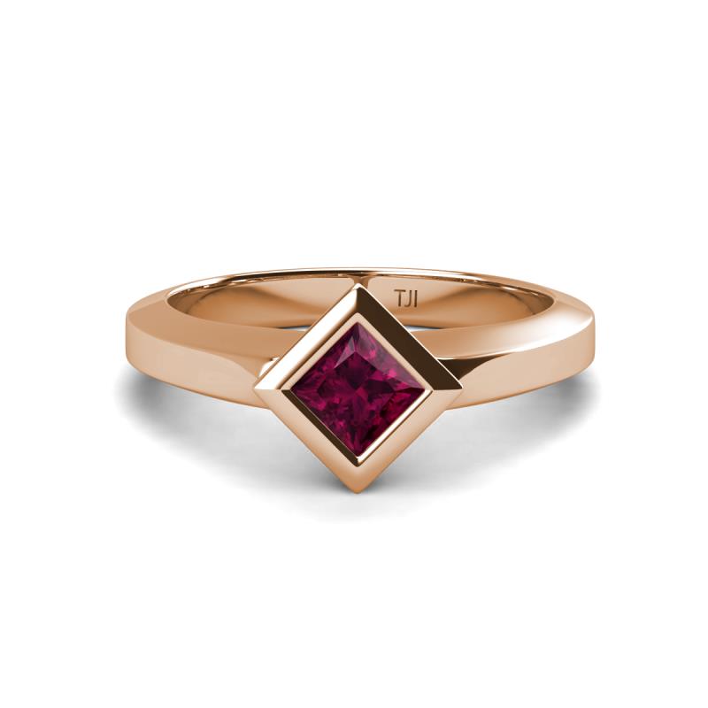 Emilia 6.00 mm Princess Cut Rhodolite Garnet Solitaire Engagement Ring 