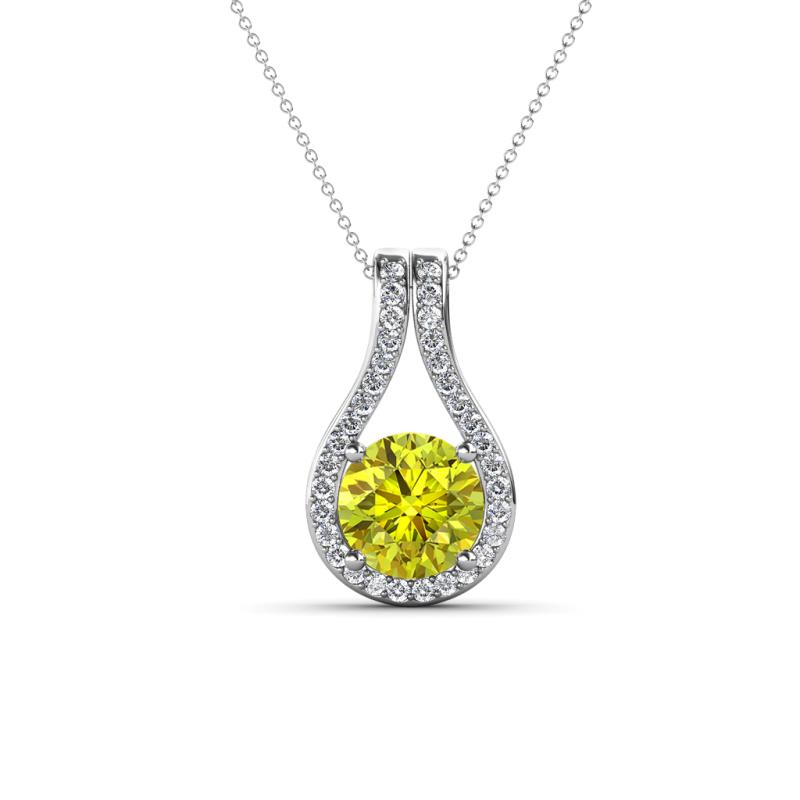 Lauren 6.50 mm Round Yellow Diamond and White Diamond Accent Teardrop Pendant Necklace 