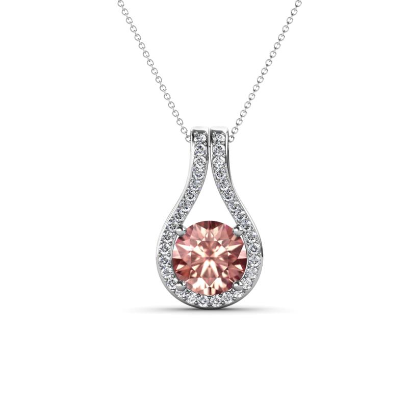 18kt Teardrop Pink Tourmaline & Diamond Halo Necklace