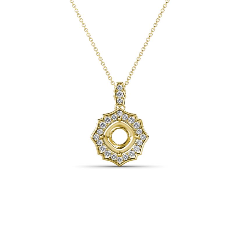 Carmel Semi Mount Round Diamond Scallop Frame Halo Pendant Necklace Setting 