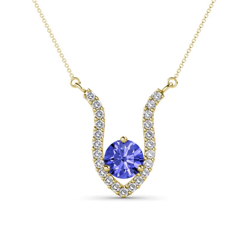 Lauren 6.00 mm Round Tanzanite and Diamond Accent Pendant Necklace 
