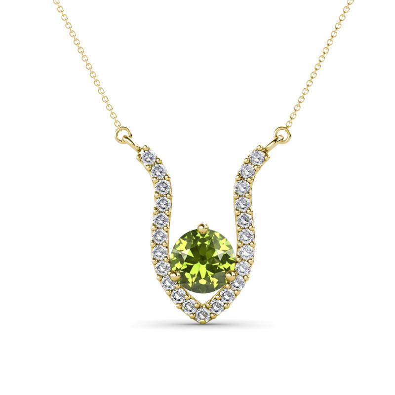 Lauren 6.00 mm Round Peridot and Diamond Accent Pendant Necklace 
