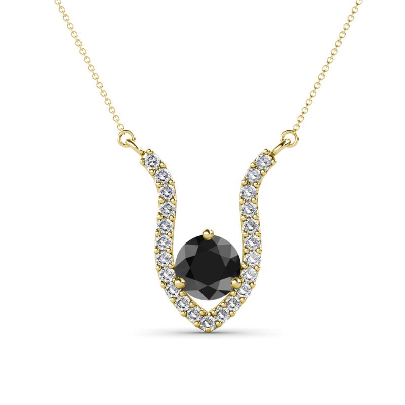 Lauren 6.00 mm Round Black Diamond and White Diamond Accent Pendant Necklace 