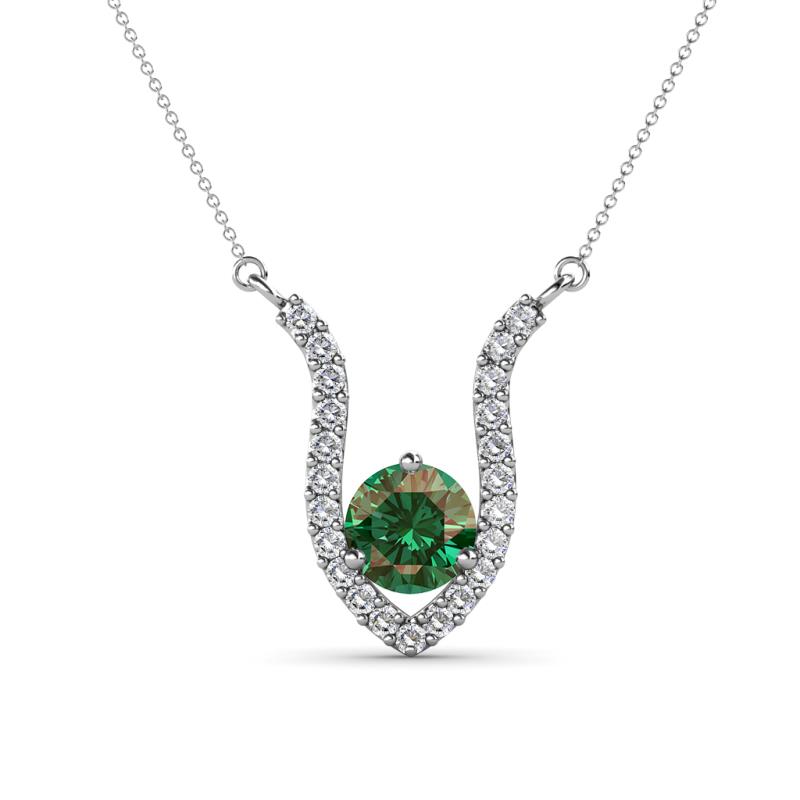 Lauren 6.00 mm Round Lab Created Alexandrite and Diamond Accent Pendant Necklace 