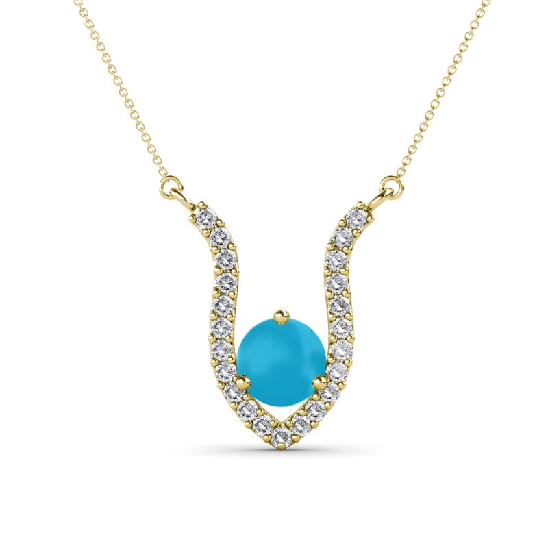 Lauren 6.00 mm Round Turquoise and Diamond Accent Pendant Necklace 