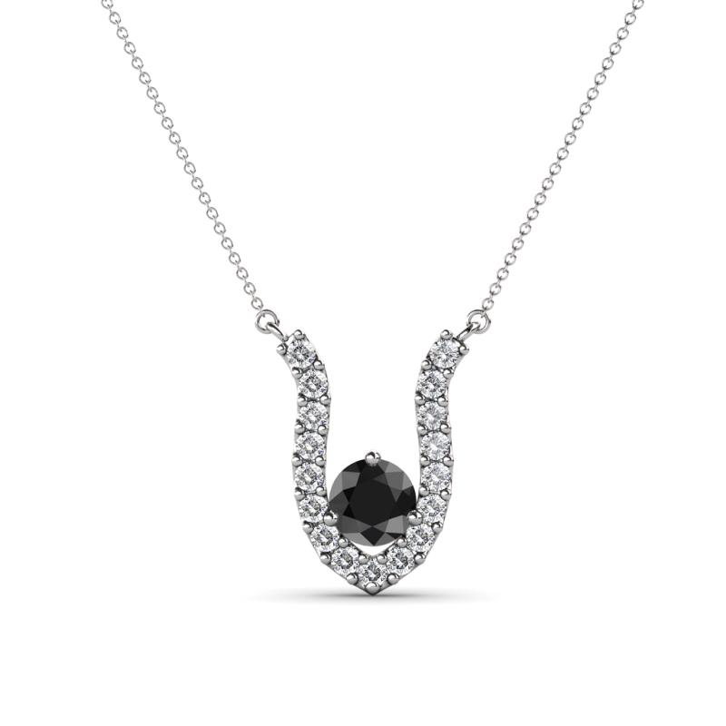 Lauren 4.00 mm Round Black Diamond and White Diamond Accent Pendant Necklace 