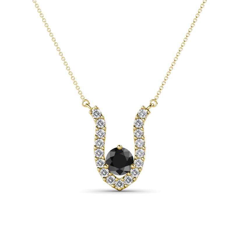 Lauren 4.00 mm Round Black Diamond and White Diamond Accent Pendant Necklace 