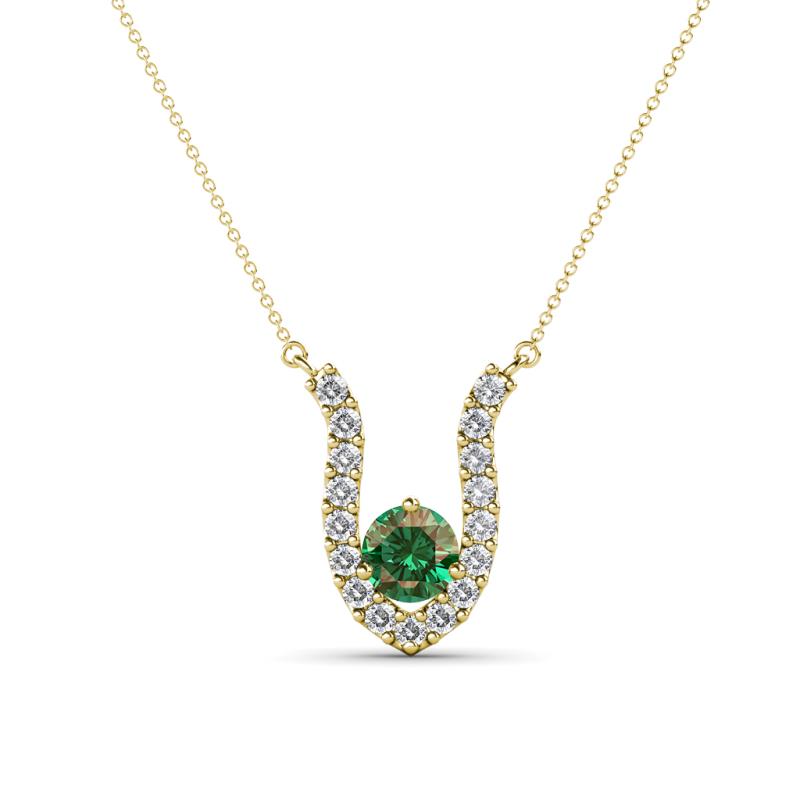 Lauren 4.00 mm Round Lab Created Alexandrite and Diamond Accent Pendant Necklace 