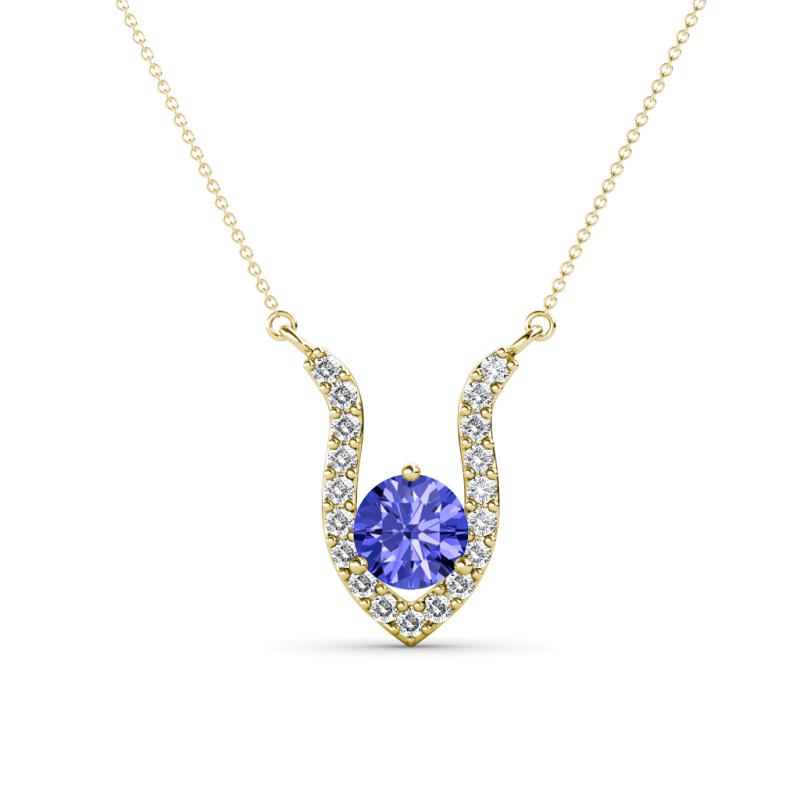 Lauren 5.00 mm Round Tanzanite and Diamond Accent Pendant Necklace 